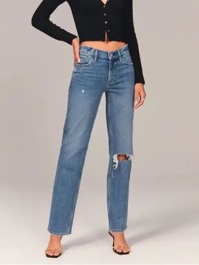 Abercrombie Low Rise 90s Straight Curve Love‎ Jean Crossover Waist Sz 27/4